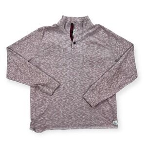 Lucky Brand Henley Sweatshirt Men's XL Heathered Burgundy Mock Neck Long Sleeve